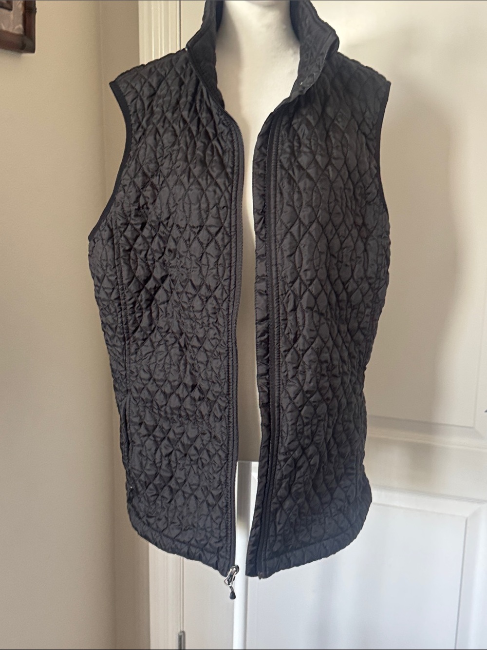 Lands' End Black Quilted Sleeveless Vest